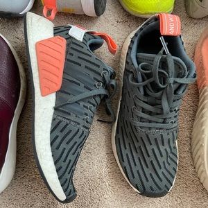 Adidas NMD sneakers gray and pink tennis shoes